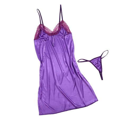 

Womens Sleep Lace Dress Sleepwear Thongs