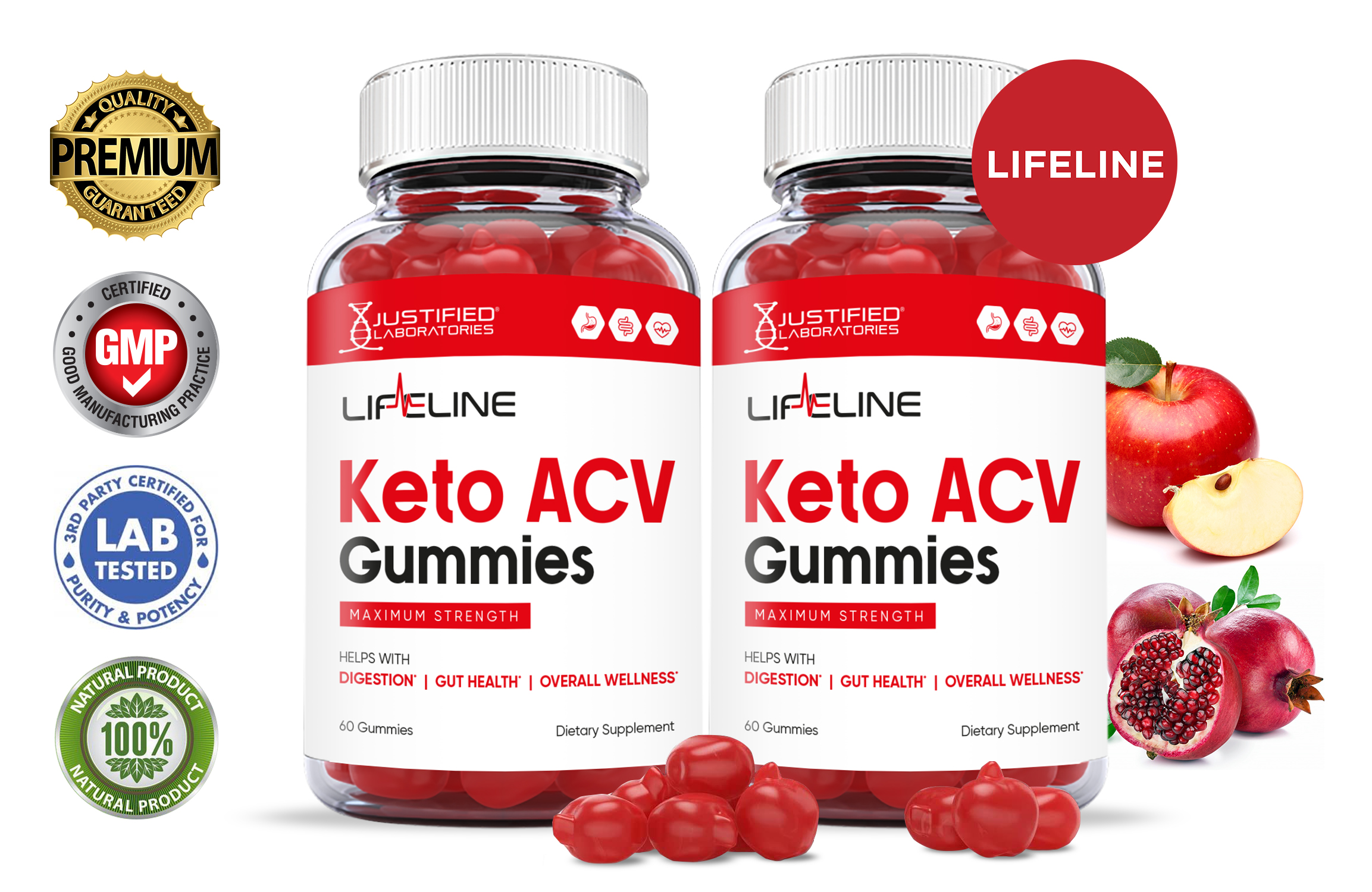 2 Pack) Justified Laboratories Lifeline Keto ACV Dietary Supplement 1000MG  120 Gummys - Walmart.com