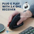thumbnail image 4 of Perixx PERIMICE-713RX Wireless Rechargeable Vertical Mouse - Duo Wired and Wireless Charging Feature - Charging Pad Included - 6 Buttons Design - Black - Right-Handed Design, 4 of 7