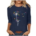 thumbnail image 2 of Teissuly Women's Fashion Printed T-shirt 3/4 Sleeves Blouse Round Neck Casual Tops, 2 of 3