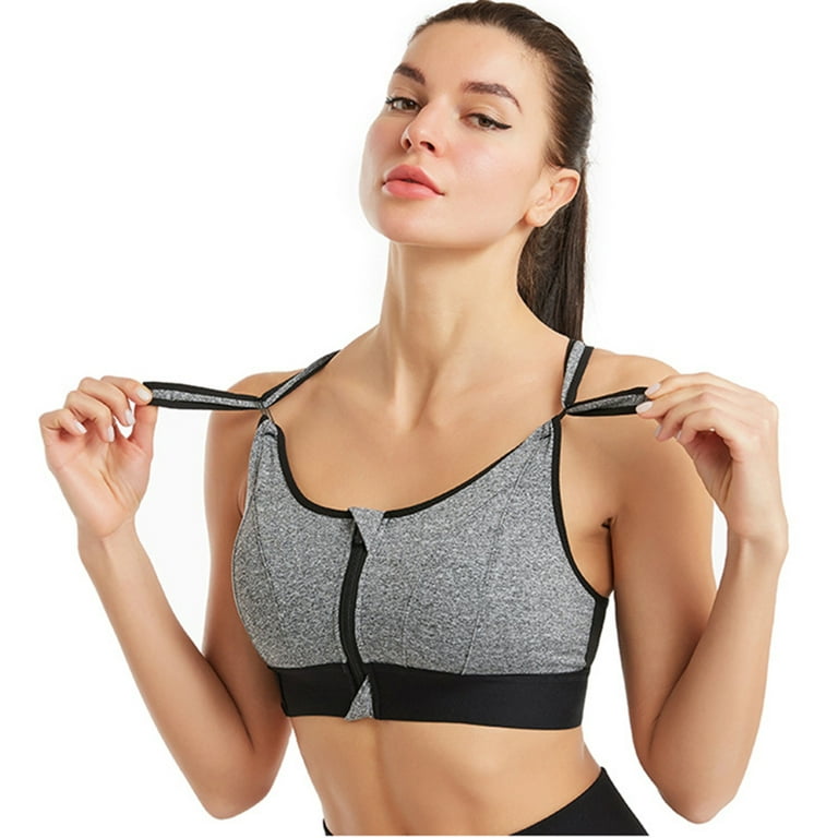 Comfortable Women Sports Bra With Shockproof Function Support Workout Yoga  XL Gray 