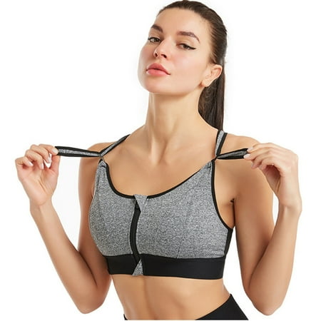 

Ultra Fit Shockproof Sports Bra Adjustable Shoulder Straps Athletic Bra XL Gray