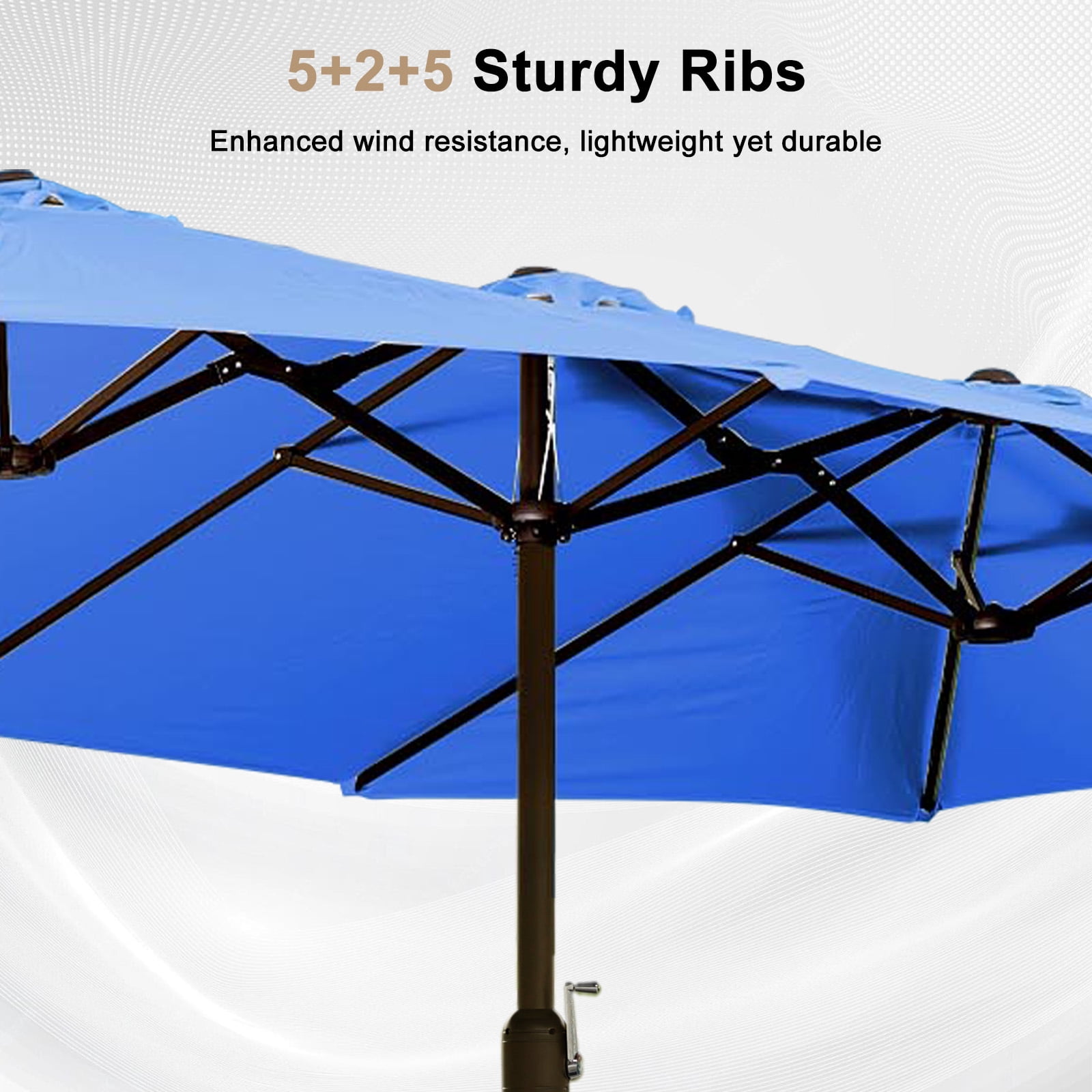 BPS 15ft Patio Umbrella with Base, Rectangle Outdoor Umbrella with Stand for Poolside, Lawn, and Backyard - Blue