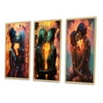 thumbnail image 3 of Designart "Passionate Kiss Retro Portrait of Lovers V" Couple Framed Wall Art Set Of 3 - Yellow Glam Frame Gallery Wall Set For Home Decor, 3 of 6