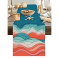 thumbnail image 5 of Green and Pink Gradient Wave Stripe Table Runner 13x72in Non-Slip Cotton Linen Table Runners, Abstract Mountain Scenery Dresser Scarves TableRunner for Dinner Kitchen Dining Wedding Party, 5 of 9