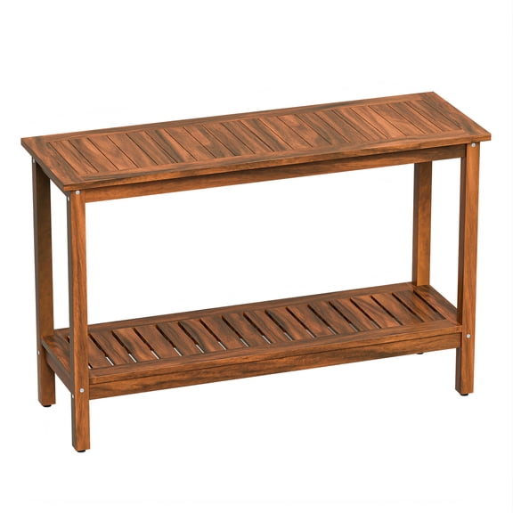 48" Farmhouse Style Wooden Console Table 2-Tier Outdoor Patio Side Table Natural