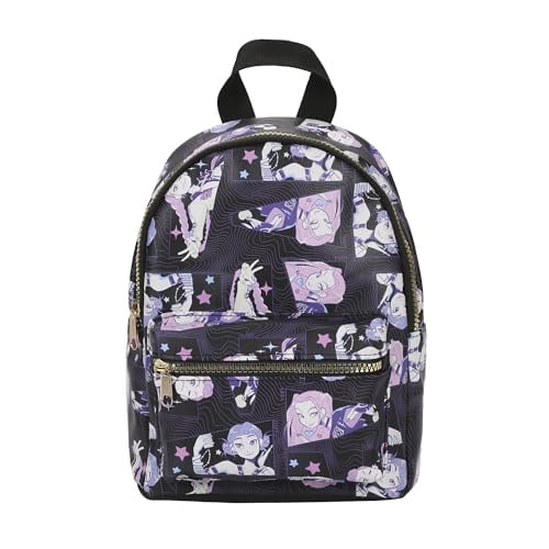 KPop Demon Hunters Huntrix AOP Adult Black 11.5" Mini Backpack