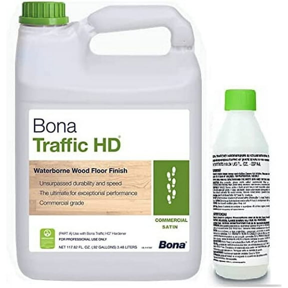 Bona Kemi Traffic HD Satin Clear Floor Finish Compound 128 Oz with Chemical Resistance