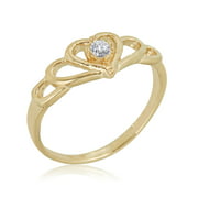 10K Yellow Gold April Birthstone- White Sapphire Ring, Size 2 Size 2