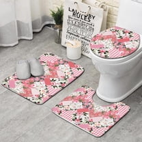 Pioneer Flower Floral Print Pattern Bathroom Rugs Sets 3 Piece,Toilet Cover Set,Absorbent Non Slip Bathroom Mats Sets with U-Shaped Contour Rug Toilet Rug Set