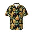thumbnail image 2 of Goofa Sunflowers And Bird Hawaiian Shirt for Men, Unisex Summer Beach Casual Short Sleeve Button Down Shirts,Aloha Tropical Floral print shirt-Small, 2 of 9