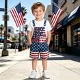 thumbnail image 6 of Tisuna Boys And Girls July 4Th Overalls Kids Star Striped Print Sleeveless Romper Stylish Fit American Celebrate 250 Years Birthday Patriotic Jumpsuit Navy Size 4-5 Years, 6 of 7