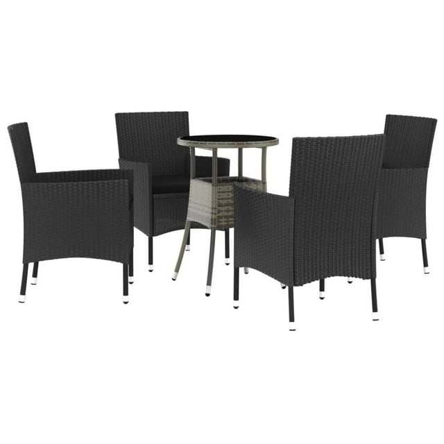 vidaXL Patio Bistro Set with Cushions Outdoor Wicker Furniture Poly Rattan