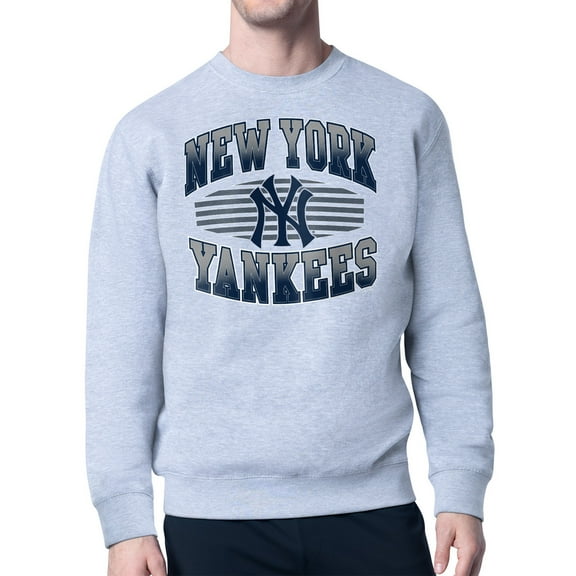 Men's Starter Heather Gray New York Yankees Team Grit Graphic Fleece Pullover Sweatshirt