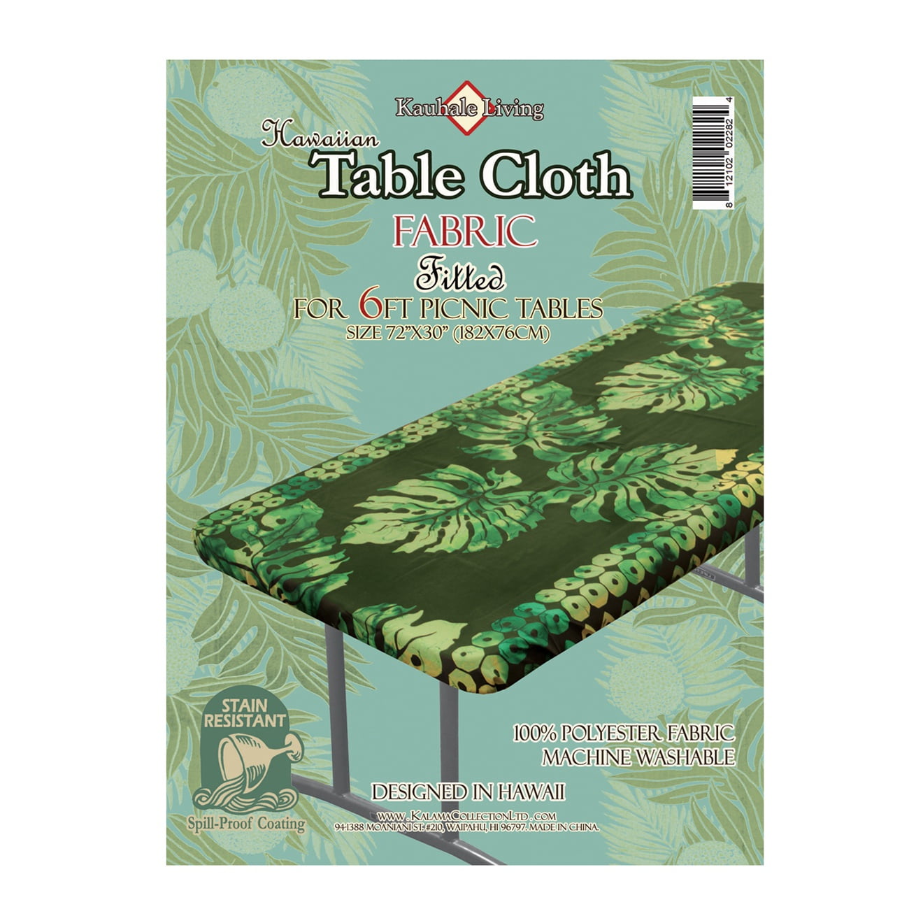 Hi Kalama Collection Hi Tablecloth 6ft Luau Monstera Green
