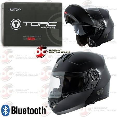 Torc T27B Motorcycle Matte Black Modular Helmet With Bluetooth Communication