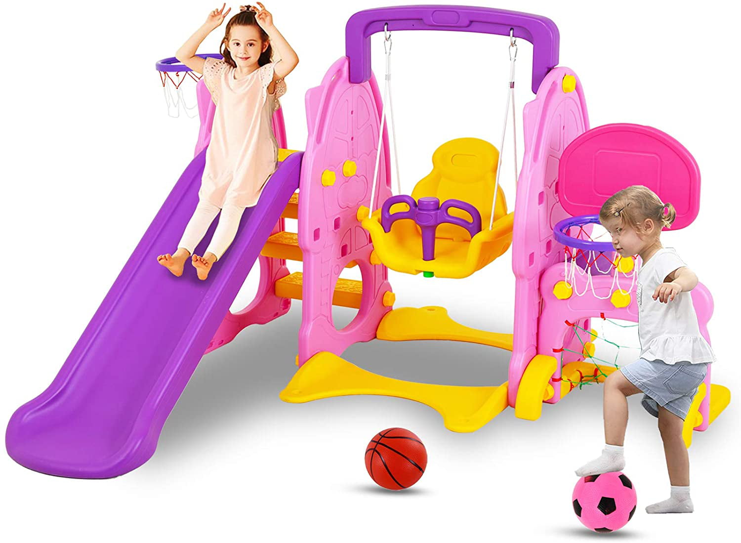Indoor Outdoor Baby Kids Play Slide Set Climber Playset Playground Swing Toddler 