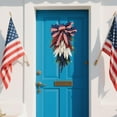 thumbnail image 6 of 23.6 Inch Patriotic Wreath for Front Door 4th of July Wreath Independence Day White Blue Red Garland for Memorial Day Veterans Day Front Door Home Living Room Decoration Hanging Ornaments, 6 of 7