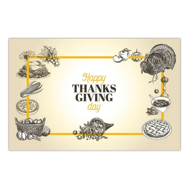 Thanksgiving Dinner Paper Placemats Pack of 25 Traditional Turkey Day