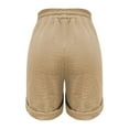 thumbnail image 5 of QATAINLAV Women's Casual Lightweight Linen Shorts with Pockets Drawstring Mid Rise Straight Leg Beach Shorts Khaki M Birthday Gifts, 5 of 6
