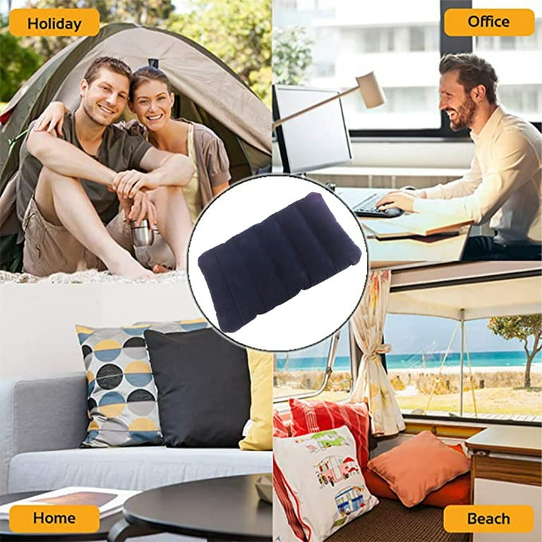 Inflatable Pillow Pack of 2 Compressible Pillow Comfortable Blow Up Flocking Napping Pillow Ergonomic Neck Lumbar Support for Camping Office Travel Car Flight Blue Walmart