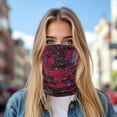 thumbnail image 3 of Unique Bargains 1 Pc Neck Gaiter Soft Flowers Face Cover Wine Red Blue Purple, 3 of 6