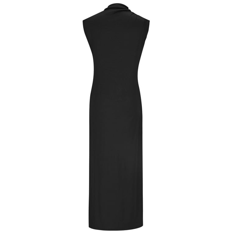 Drses 2025 Women's Sexy High Neck Sleeveless Ruched Bodycon  Cocktail Dress | Work to Party Pencil Midi Fashion Nova Style - Walmart.com