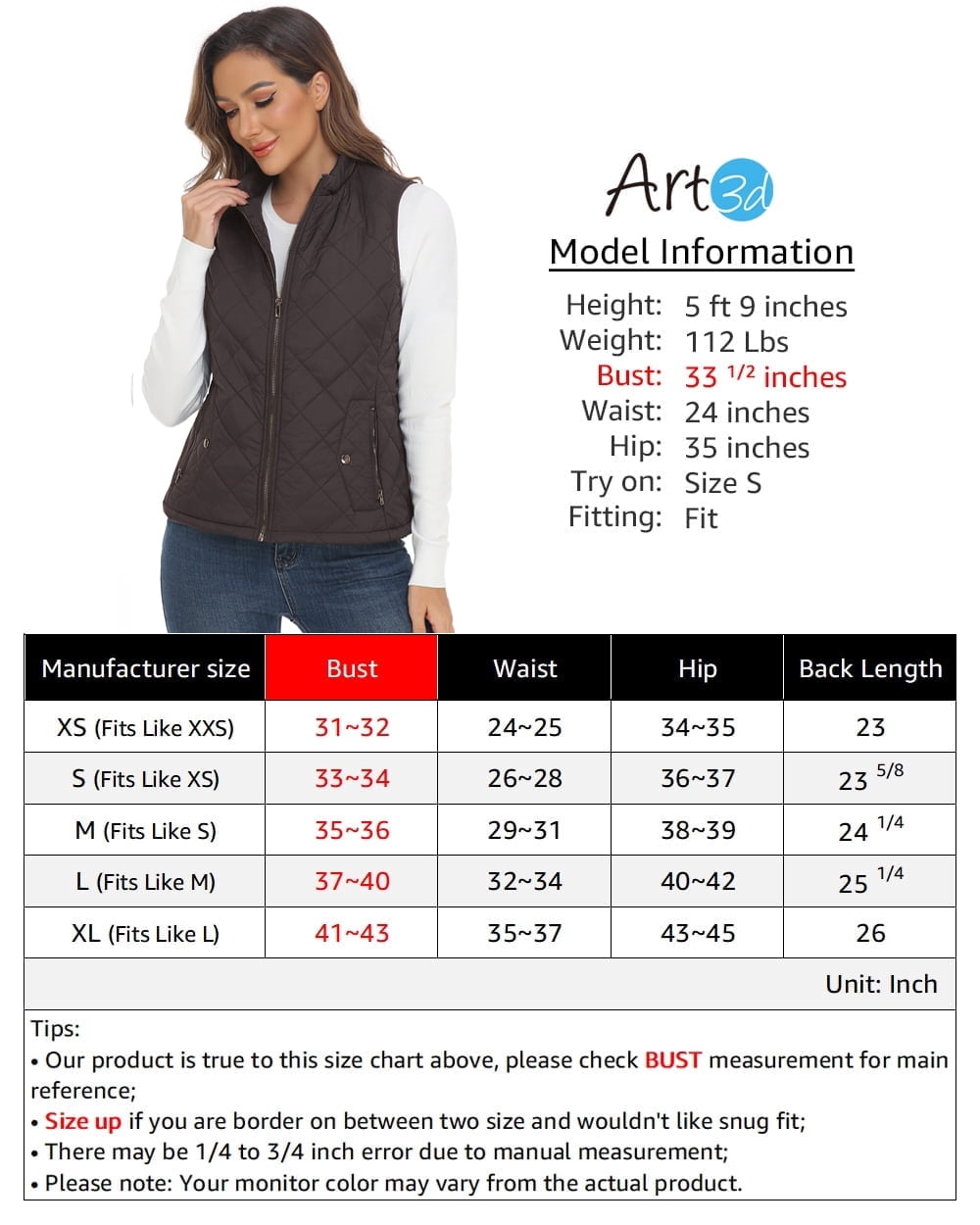 LK women's vest - Stand Collar Lightweight Padded Gilet for Women (Brown-XXL)