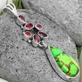 thumbnail image 2 of Natural Green Matrix Turquoise & Garnet 925 Silver Pendant Jewelry P-1101 SDP135791, 2 of 5