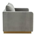 thumbnail image 3 of LeisureMod Loveseat Upholstered in Velvet with Brushed Gold Stainless Steel Base and Removable Cushions for Modern Home, Living Room, Offices Nervo Collection in Light Grey, 3 of 7