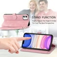 thumbnail image 3 of Dteck Case for iPhone 11,Magnetic Leather 7 Card Slots Zipper Wallet Case Shockproof Rubber Kickstand Cover with Wrist Strap, Pink, 3 of 7
