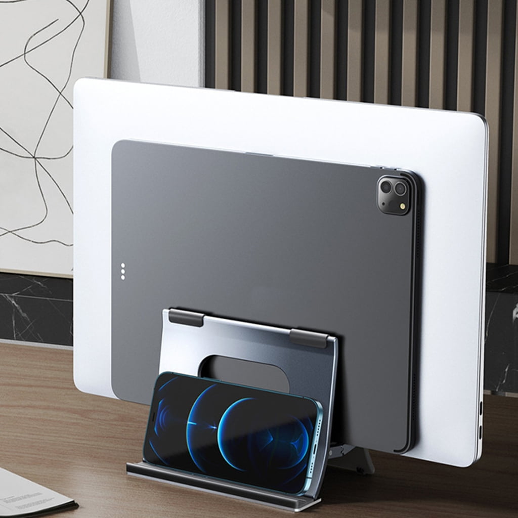 AOOOWER Vertical Laptop Stand For Desk Gravitational Auto Lock Aluminum Holder