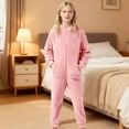 thumbnail image 5 of WOYY Big Girls Onesies Soft Hooded Jumpsuit Zipper One-Piece Romper, Sizes 9-10, 5 of 7