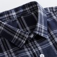 thumbnail image 5 of Mens Graphic T-Shirts Lapel Button Long Sleeve Plaid Loose Casual Shirt Tops, 5 of 8