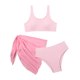 thumbnail image 2 of Traje de baño de 2 piezas para mujer, trajes de baño para mujer, bikini de tirantes de color liso para niñas pequeñas, conjunto de falda y traje de baño para la playa, 2 of 7