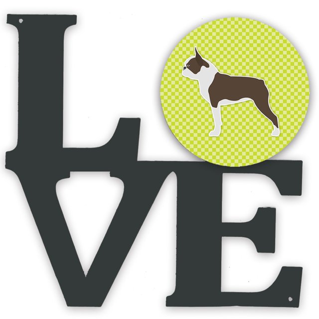 Caroline's Treasures Boston Terrier Tablero de ajedrez de metal verde Obra de arte Love decoración de pared, multicolor Caroline's Treasures BB3844WALV