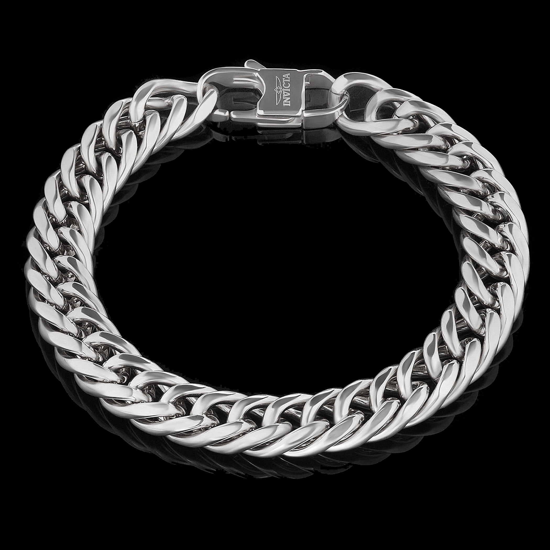 Invicta Jewelry Men's Double Curb Chain Stainless Steel Bracelet (11.5mm) - 8.75"