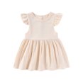 thumbnail image 1 of Robes pour Bébé Fille Robe d'Été à Manches Volantées pour Fête Décontractée Robe de Danse Princesse Beige 3 Mois-6 Mois, 1 of 6