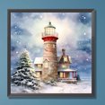 thumbnail image 1 of Cuadros Decorativos Pintura de diamante 5D DIY Taladro redondo completo Faro de Navidad Decoración para el hogar (A3159) Wdftyju  embutido en tela, 1 of 7