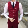 thumbnail image 3 of Skymirror Men Suit Vest Waistcoat V Neck Sleeveless Solid Color Slim Fit Single-breasted Cardigan Formal Business Coat Groom Wedding Coat, 3 of 8
