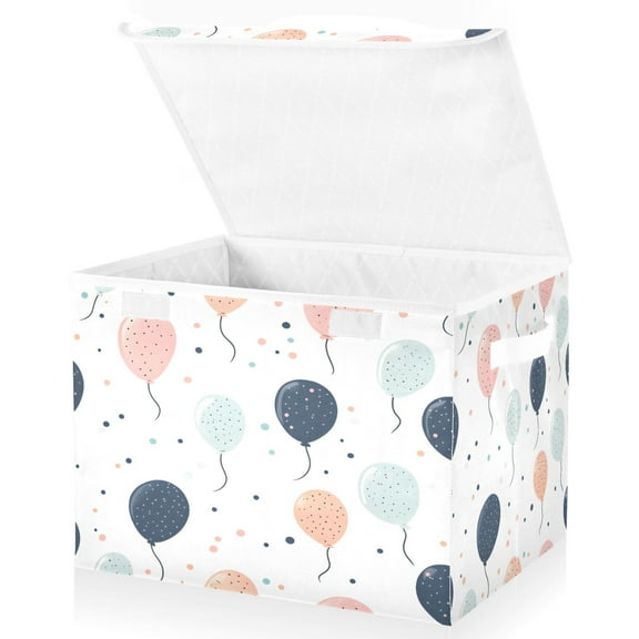 Ryvnso Balloons Polka Dot Large Lidded Foldable Storage Baskets Cubes Boxes Lids Bin for Home