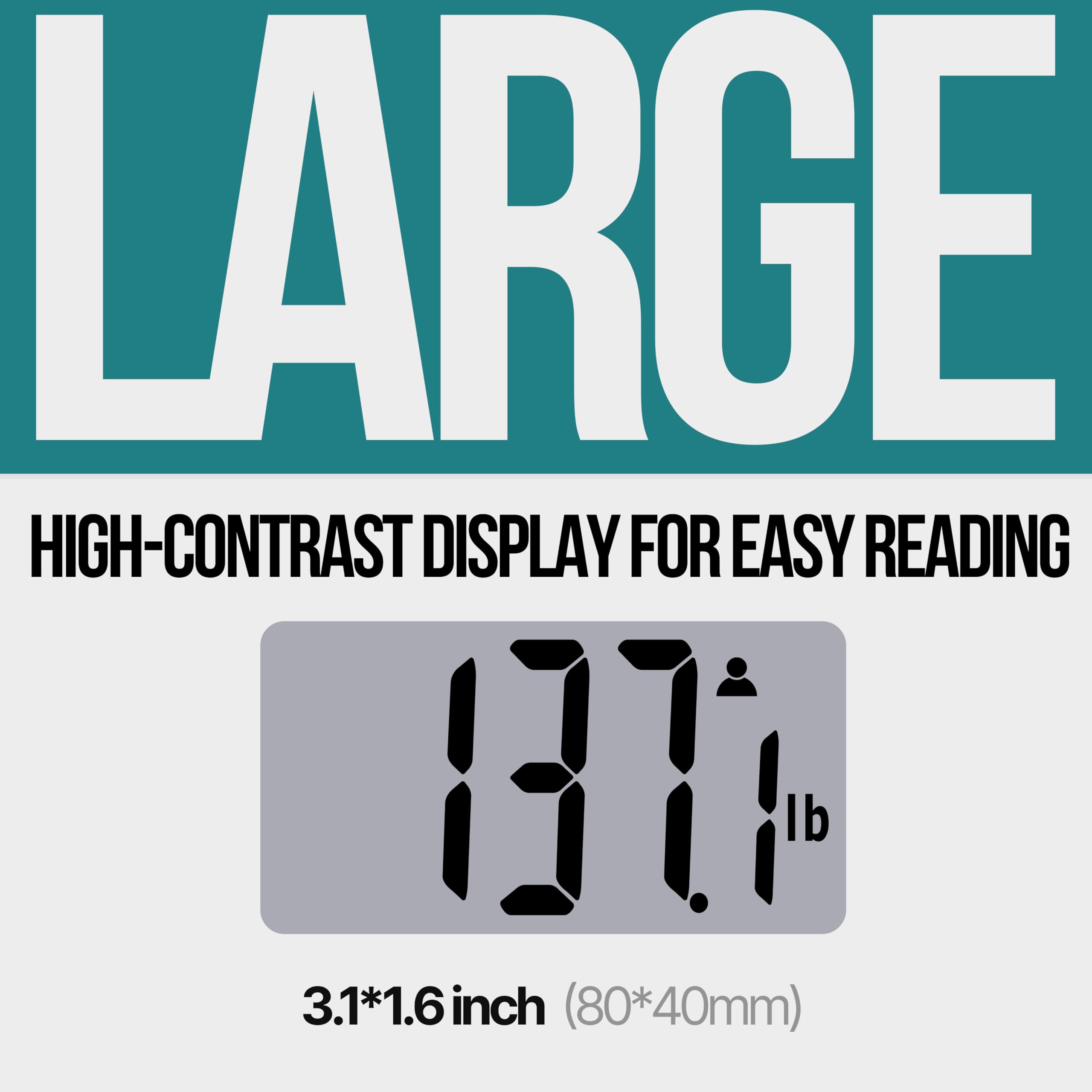 Bathroom Scale for Body Weight with XL Platform 12-inch 30cm Accurate High Capacity 440lb/200kg, Batteries Included