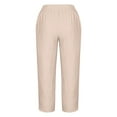 thumbnail image 4 of WIZUTIZ Wide Leg Trousers Women Long Oversized Trendy Loose Wide Leg Beach Pants Stretch Elastic High Waist Summer Pants Solid Asymmetrical Cropped Sweatpants Running Birthday Beige, 4 of 4