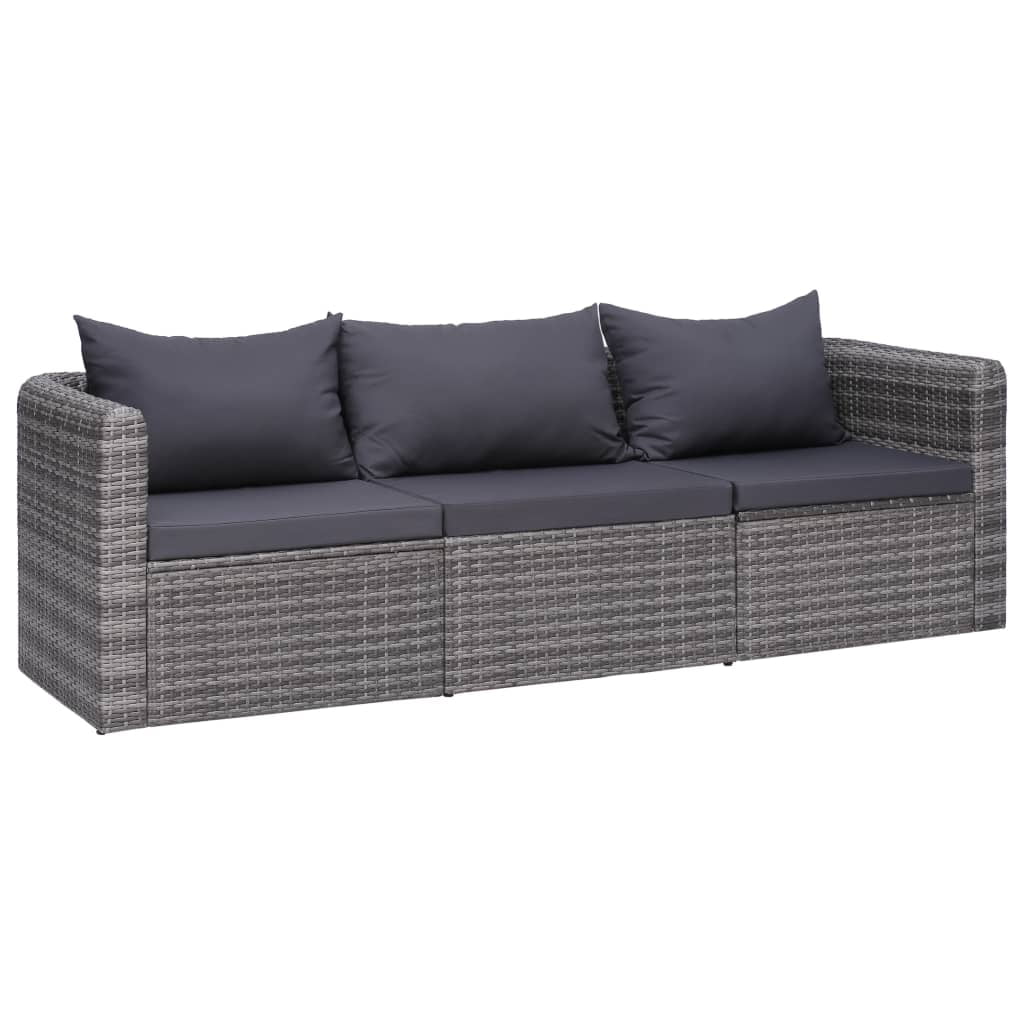 vidaXL Outdoor Sofa Couch with Cushions Patio Deck Wicker Furniture PE Rattan