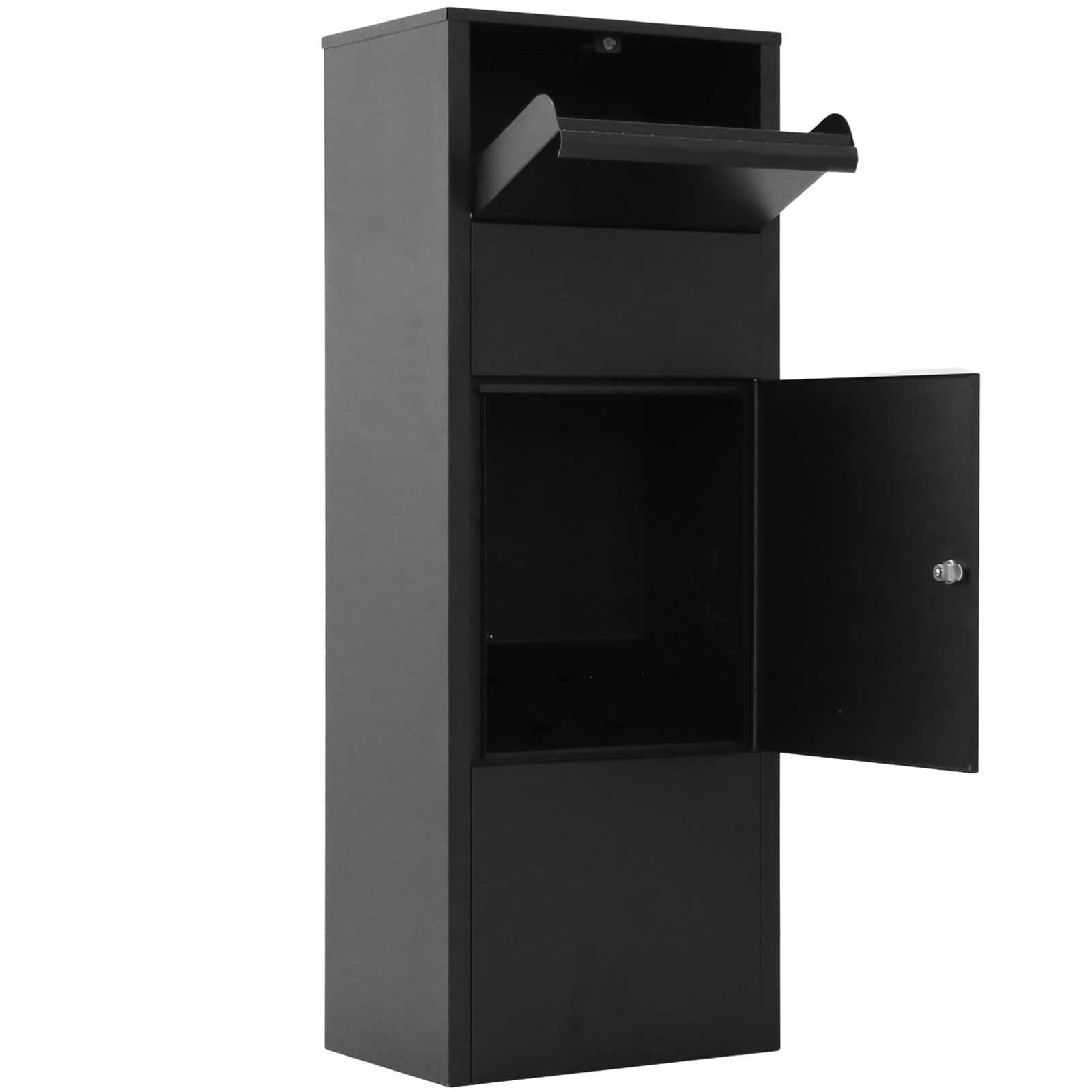 BARONAGE 10.5" x 15.5" x 41.30" Large Package Delivery Parcel Mail Drop Box for Black, Galvanized Steel Parcel Drop Box with Lockable Storage Compartment