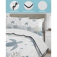 thumbnail image 3 of Twin Quilt Bedding Set, Sea Turtle Coastal Reversible Summer Quilt 3 Pieces, Nautical Summer Beach Starfish Coral Ocean Lightweight Bedspreads Coverlets with 2 Pillow Shams for All Seasons, 3 of 5