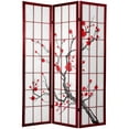 thumbnail image 4 of Oriental Furniture 6 ft. Tall Cherry Blossom Shoji Screen Rosewood - 3 Panel, 4 of 5