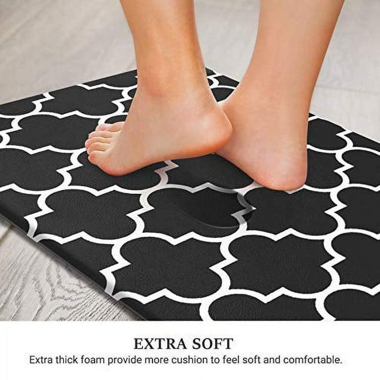WiseLife Kitchen Mat Cushioned Anti-Fatigue Kitchen Rug, 17.3x 59  Waterproof Non-Slip Kitchen Mats and Rugs Heavy Duty PVC Ergonomic Comfort  Mat for Kitchen, Floor Home, Office, Sink, Laundry, Black 