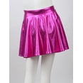 thumbnail image 4 of TiaoBug Kids Girls Shinny Metallic Mini Skater Skort Glossy Flared Pleated Scooter Skirt Rose 12, 4 of 6