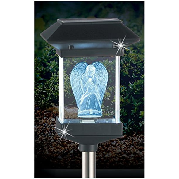 Crystal Light 14" SOLAR LED MEMORIAL 3D GUARDIAN ANGEL BY JUMBL